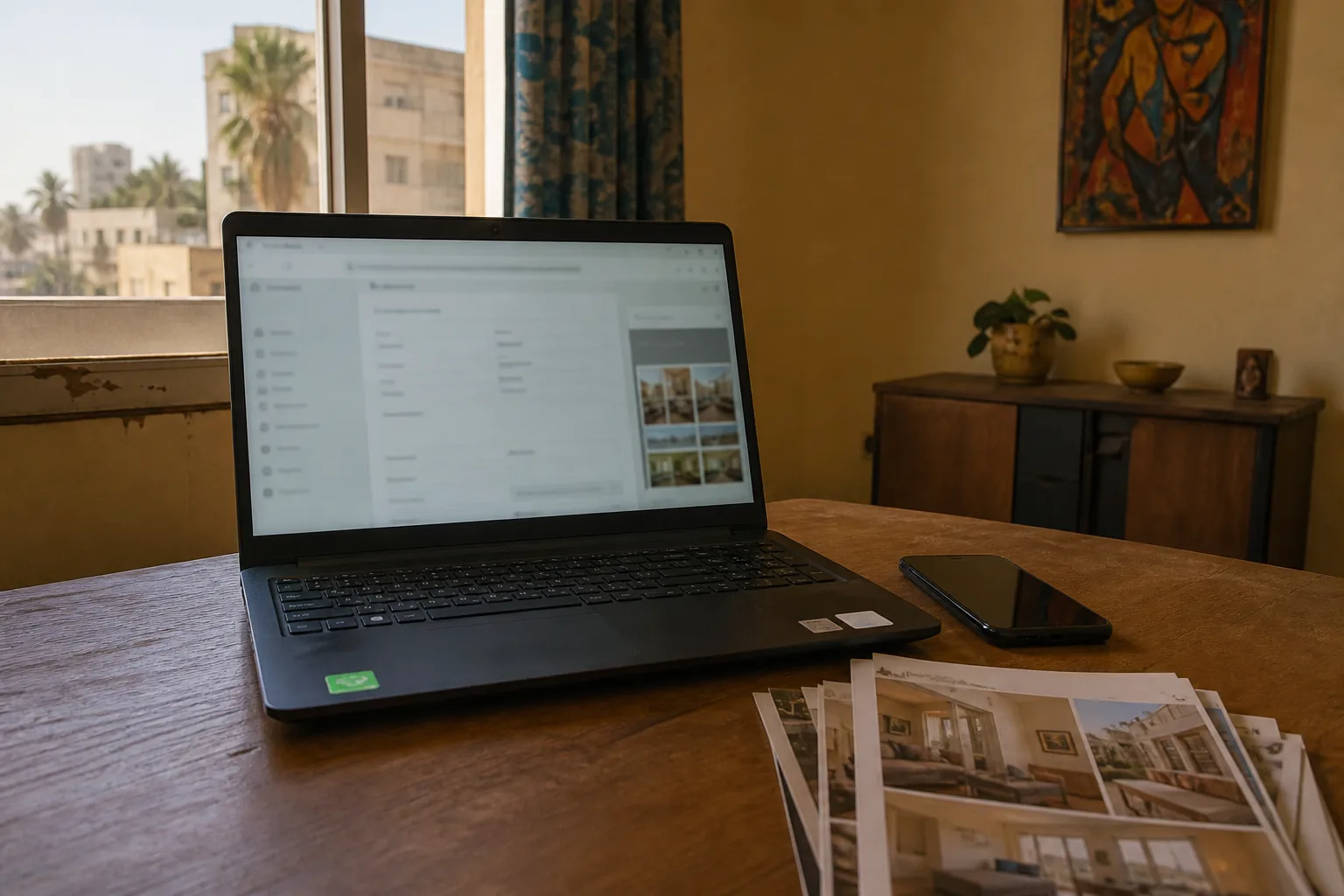 Espace de travail avec ordinateur portable ouvert
